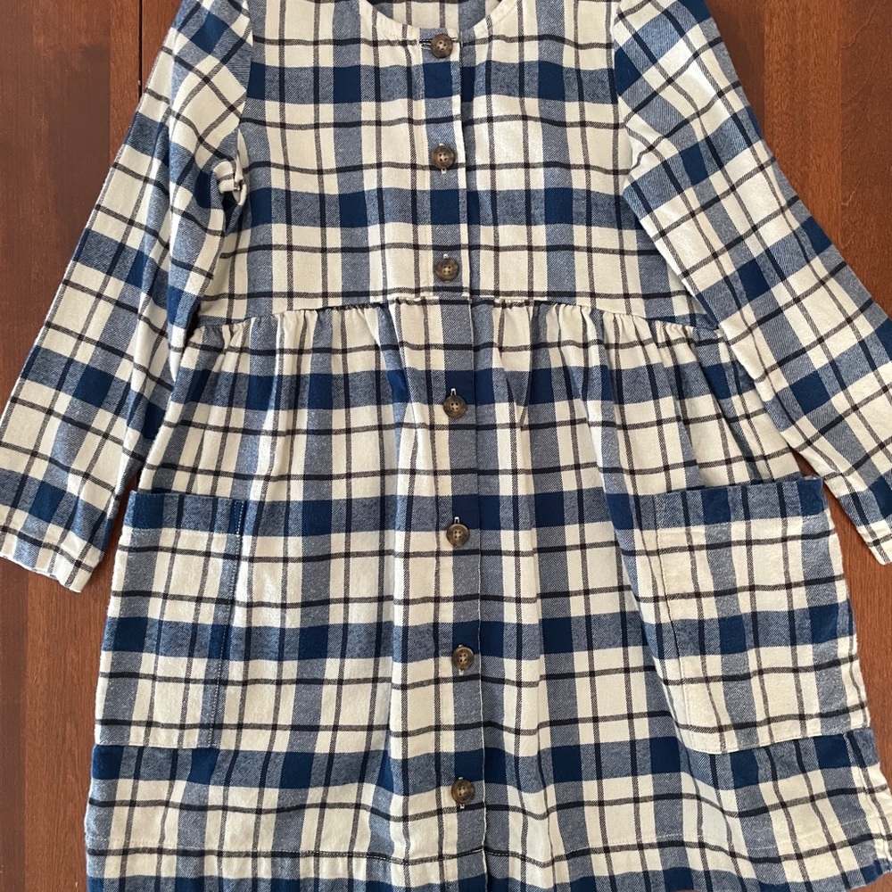 Hanna Andersson  120 cm 6-7 Blue and White Plaid Shirt